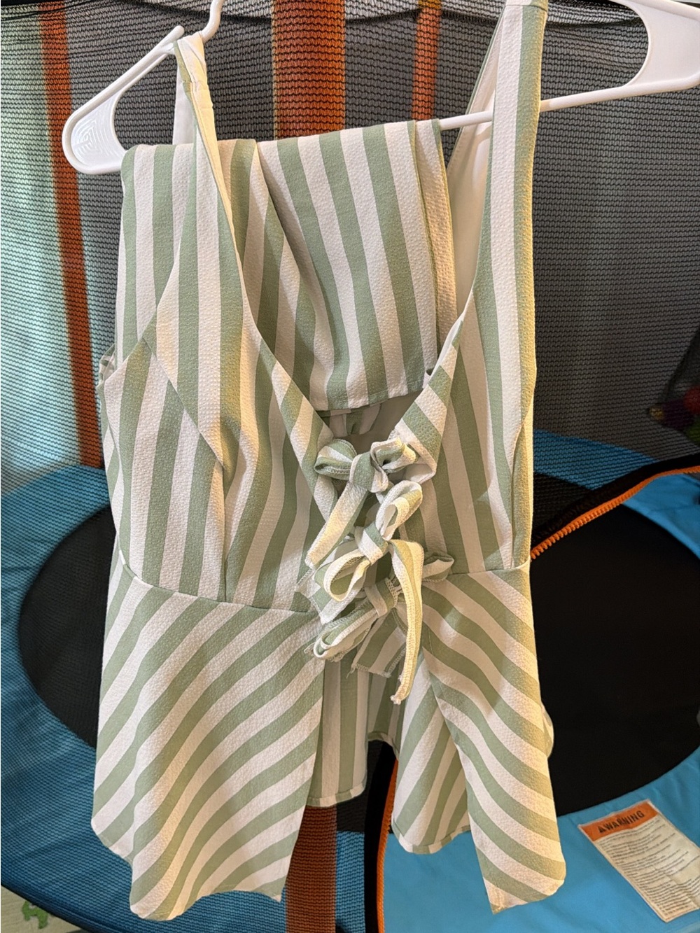 SHEIN Maternity Green and White Striped Set